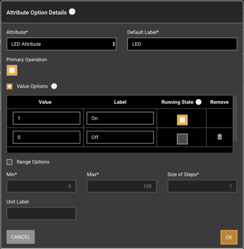 LED Attribute Options