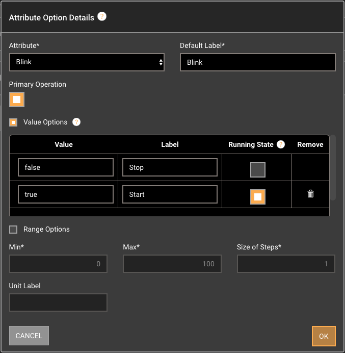 Blink Attribute Option