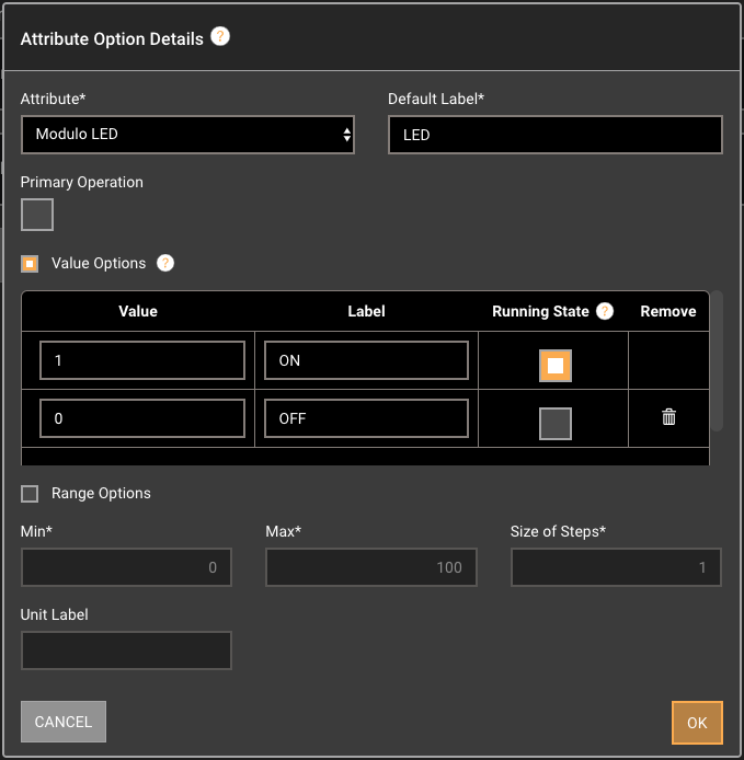 LED Attribute Option